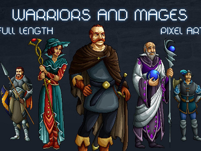 Warrior and Magician Pixel Art Character Pack