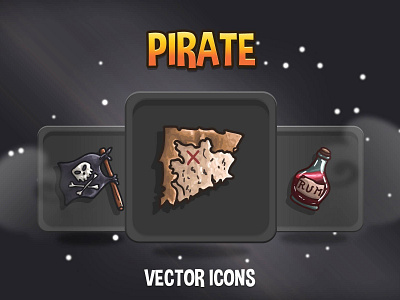 48 Pirate RPG Icons 2d art asset assets fantasy game gamedev icon icone icons indie mmo mmorpg pack pirat pirate rpg set sets vector