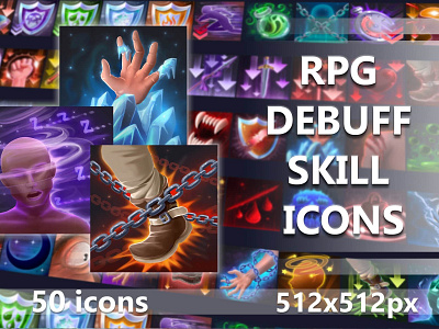 50 RPG Debuff Skill Icons