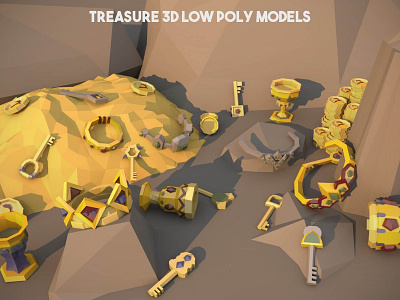 Treasure 3D Low Poly Models 3d art asset assets chest game gamedev gold indie keys low lowpoly model models pack poly rpg set sets treasure