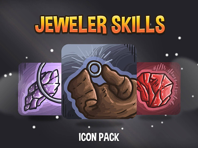 Jeweler Skills Icon Pack 2d art asset assets fantasy game gamedev icon icons indie indie game jewels mmorpg rpg set sets skill skills vector