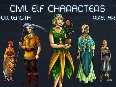 Elf NPC Characters Pixel Art 2d art asset ccg character elf elfo elfs fantasy game gamedev indie npc pixel pixelart pixelated rpg set sets tcg