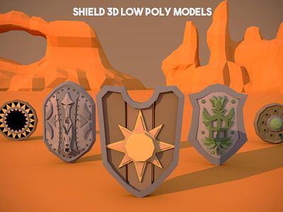 Free Shield 3D Low Poly Models 3d armor art assets fantasy game game assets gamedev indie indie game lowpoly mediaval model models polly poly rpg shield shields