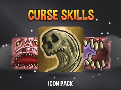 Curse Skills Icon Pack 2d art assets fantasy game game assets gamedev icon icone icons indie indie game magic pack rpg set sets skill skills vector