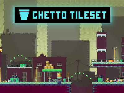 Ghetto Tileset Pixel Art 2d 32x32 art asset assets city game gamedev indie indie game pixel pixelart pixelated platformer set sets street tile tileset tilesets