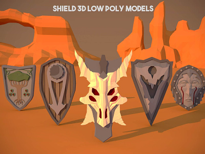 Shield 3D Low Poly Pack 3d art assests asset assets fantasy game gamedev indie low lowpoly model models object pack poly set sets shield shields
