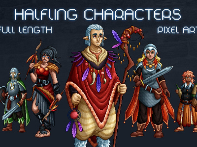 Halfling Characters Pixel Art