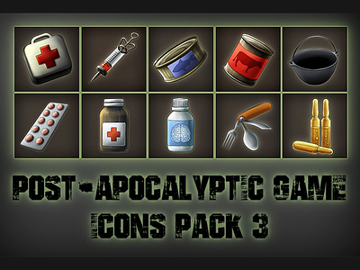 Post-apocalypse Game Icons 2d apocalypse asset assets food game gamedev icon icons indie item items medicine object objects pack post-apocalypse post-apocalyptic rpg survival