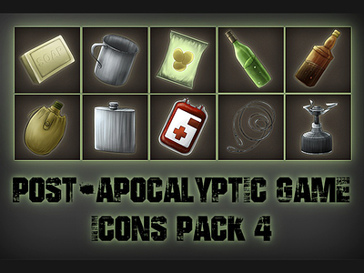 Post-apocalypse Icons Pack 2d asset assets bottle game gamedev icon icons indie item items object objects post-apocalypse post-apocalyptic resource rpg soap survival
