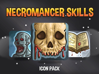 Necromancer Skill Icon Pack 2d art asset assets craftpix fantasy game icon icone icons indie magic mmo mmorpg necro necromancer pack rpg set skill