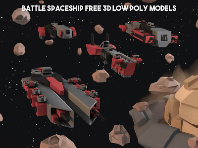 Battle SpaceShip Free 3D Low Poly Models