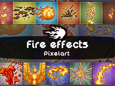 Fire Magic Effects Pixel Art 2d art asset assets effect effects fantasy fire game game assets gamedev indie magic magical pixel pixelart pixelated set sprite sprites