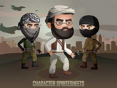 2D Game Terrorists Character Free Sprites Sheets character freebie gamedev gaming platformer