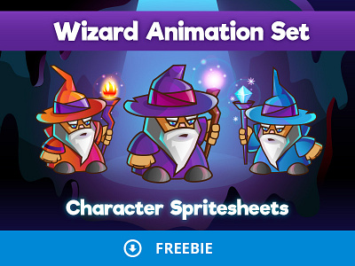 Free 2d Wizard Character Sprites Sheets character fantasy free freebie gamedev gaming platformer rpg tower defence wizard