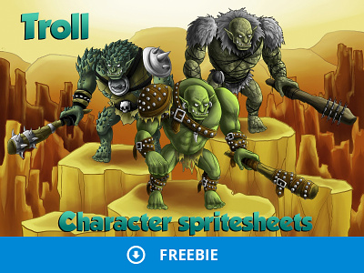 Free 2d Troll Character Sprites character defence fantasy free freebie gamedev gaming platformer rpg tower troll
