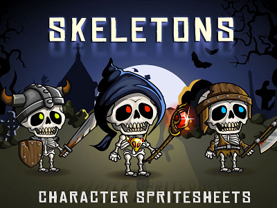 2d Skeletons For Tower Defense character fantasy gamedev gaming platformer rpg skeletons superhero tower defence