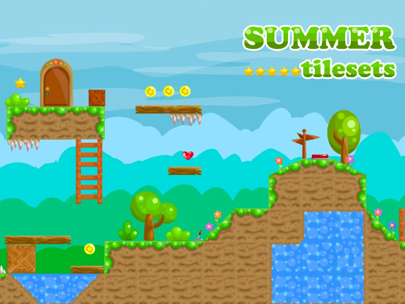 Game Tileset For Platformer Summer By 2d Game Assets On Dribbble