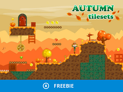 Free Platformer Autumn Game Tileset autumn fantasy free freebie gamedev gaming platformer tileset