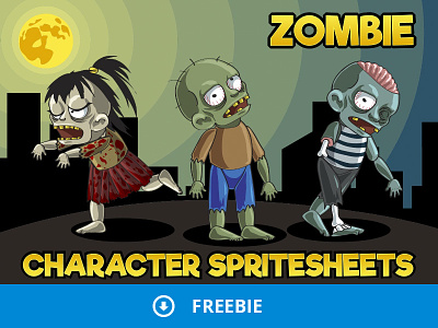 2D Game Zombie Character - Free Sprite Pack 1 apocalypse character defence free freebie gamedev gaming platformer rpg tower zombie