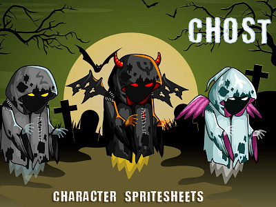 2d Fantasy Ghosts character chosts fantasy gamedev gaming platformer rpg superhero tower defence