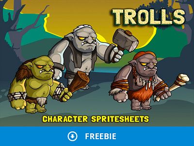 Free 2D Fantasy Trolls character fantasy gamedev gaming platformer rpg superhero tower defence troll