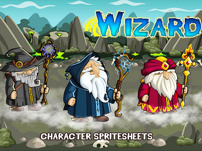 2D Fantasy Wizard Sprite character fantasy game gamedev gaming indie game rpg sprite superhero tower defence wizard