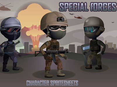 2D Game Special Forces Character Sprites Sheets character gamedev gaming platformer shooter soldier