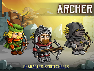 2D Fantasy Archer Sprite archer character fantasy game gamedev gaming indie game rpg sprite superhero tower defence