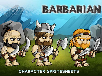 2D Fantasy Barbarian Sprite barbarian character fantasy game gamedev gaming indie game rpg sprite superhero tower defence