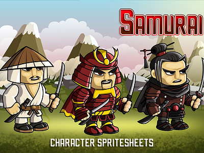 2D Fantasy Samurai Sprite character fantasy game gamedev gaming indie game rpg samurai sprite superhero tower defence