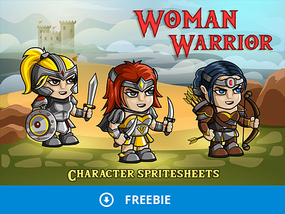 Free 2D Fantasy Woman Warrior Sprite character fantasy game gamedev gaming indie game knight rpg sprite superhero tower defence