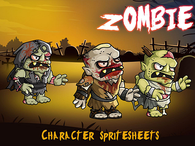 2D Fantasy Zombie Sprite character fantasy game gamedev gaming indie game rpg sprite superhero tower defence zombie