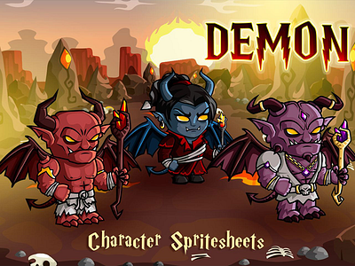 2D Fantasy Demon Sprite character demon fantasy game gamedev gaming indie game rpg sprite superhero tower defence