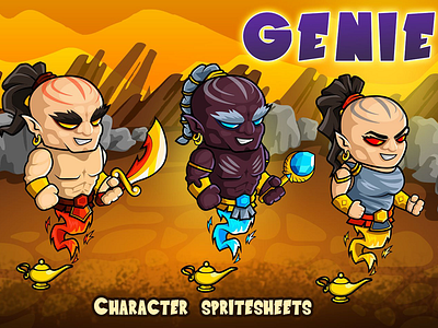 2D Fantasy Genie Sprite character fantasy game gamedev gaming genie indie game rpg sprite superhero tower defence