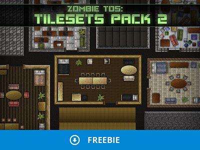 Free TDS: Zombie Tilesets Pack 2 2d buildings furniture gamedev tds tile set tiles tileset