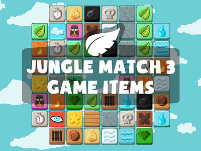 Jungle Match 3 Game Assets 2d game game assets match 3
