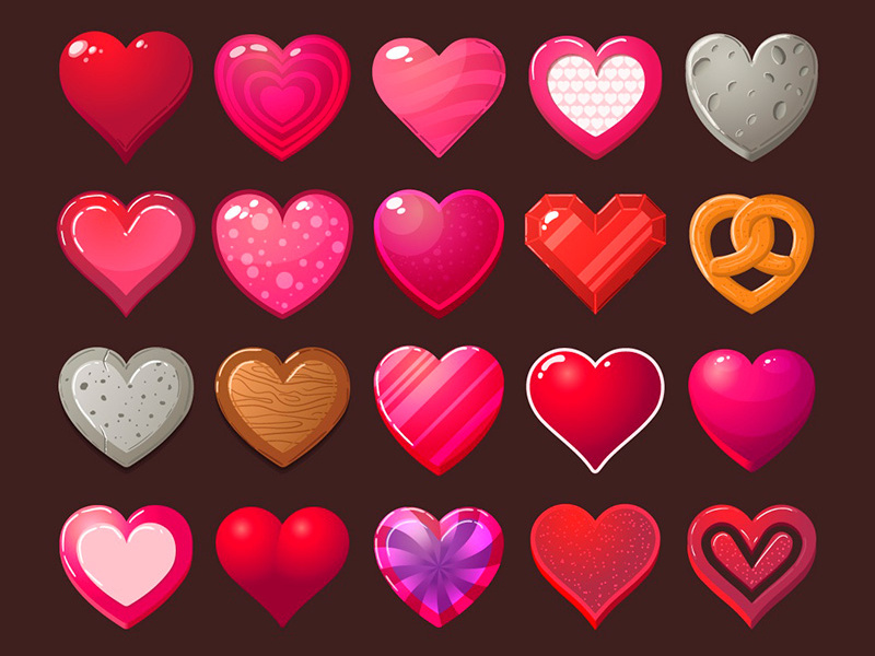 Love Hearts 2d Game Items by 2D Game Assets on Dribbble
