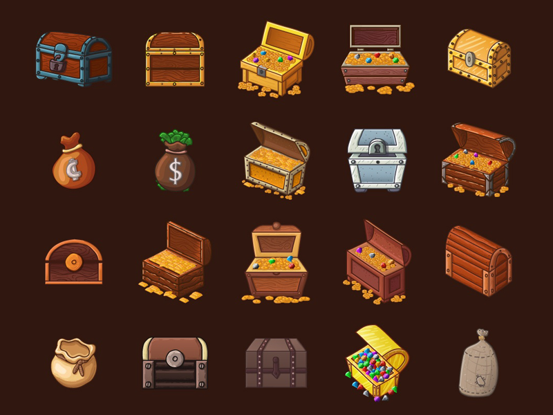 Chests And Treasures 2d Game Items By 2d Game Assets On Dribbble