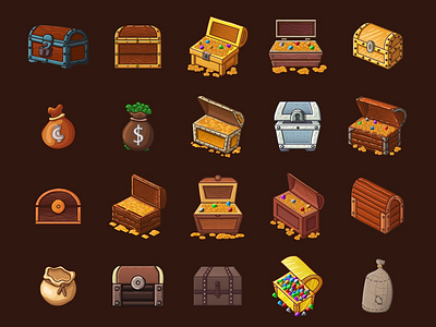 Chests and Treasures 2D Game Items by 2D Game Assets on Dribbble