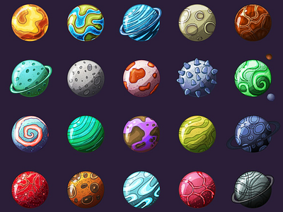 Planets 2D Game Items 2d game game assets game items objects planet