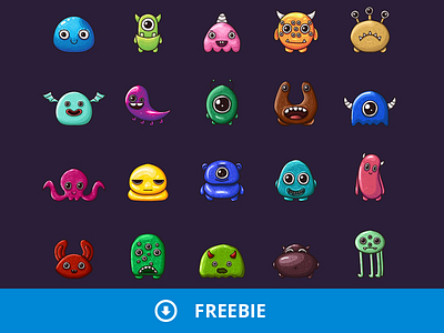 Free Monster 2D Game Objects 2d free freebie game game assets game items objects