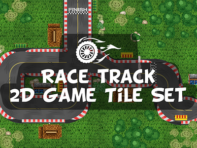 Race Track Tile Set 2d car game gamedev racer tile tile set track vector