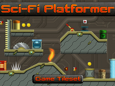 Sci-Fi Platformer 2D Tileset 2d game game assets game design gamedev gaming platformer tile set tileset