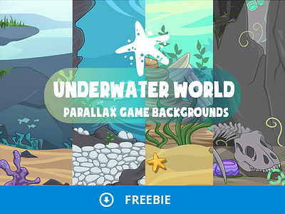 Free Underwater World Parallax Backgrounds 2d backgrounds game game assets game design gamedev gaming illustration