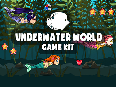 Underwater World 2D Game Kit 2d backgrounds character game game assets game design gamedev gaming indie game sprite