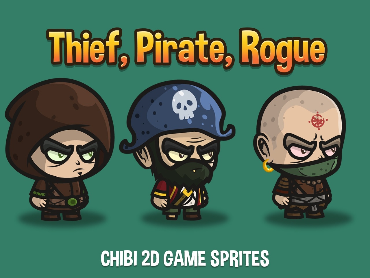 Thief Pirate Rogue Chibi 2d Sprites by 2D Game Assets on Dribbble