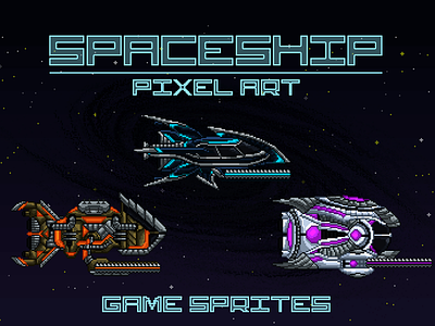 Pixel Art Spaceship 2D Sprites