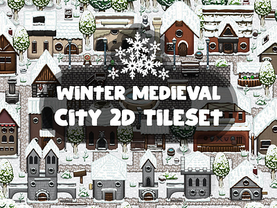 Winter Medieval City Tile Set 2d game game assets gamedev rpg tile set tiles tileset