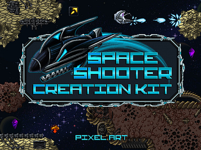 Space Shooter Game Kit Pixel Art 2d game assets gamedev pixel art shooter space space shooter