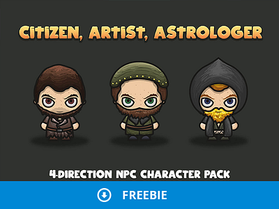 Free Citizen, Artist, Astrologer NPC Characters 2d character game game assets gamedev rpg sprite